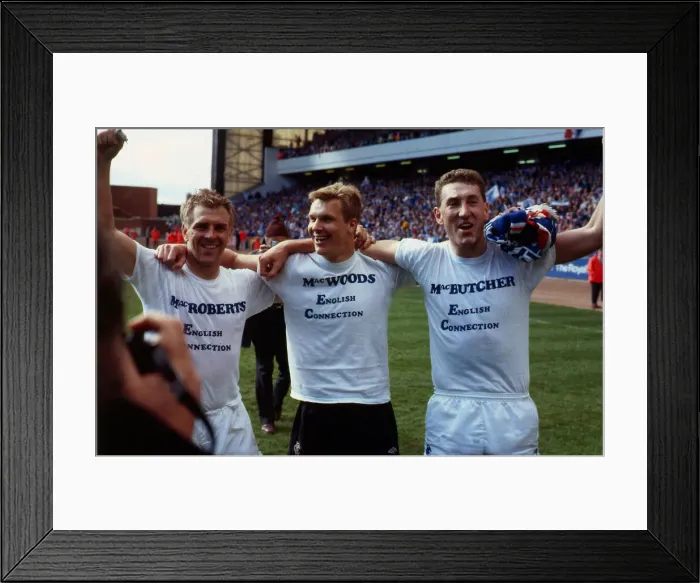 Framed Print : Rangers players celebrate winning League May 1987 Left to Right Graham Roberts Framed Print : Rangers players celebrate winning League May 1987 Left to Right Graham Roberts