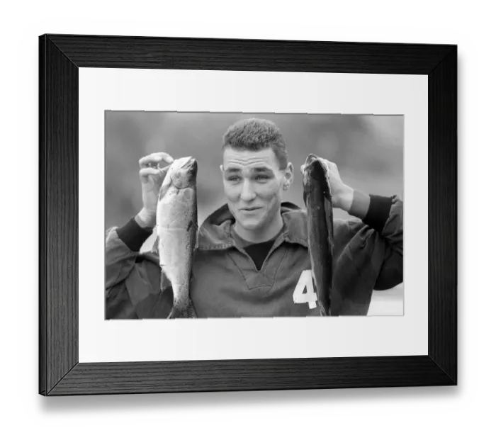 Framed Print : Football Teams Wimbledon FC Football Club April 1988, Vinnie Jones holding fish