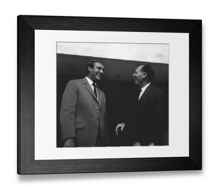 Framed Print : Joe Mercer manager of Manchester City shares a joke with his new assistant manager Framed Print : Joe Mercer manager of Manchester City shares a joke with his new assistant manager