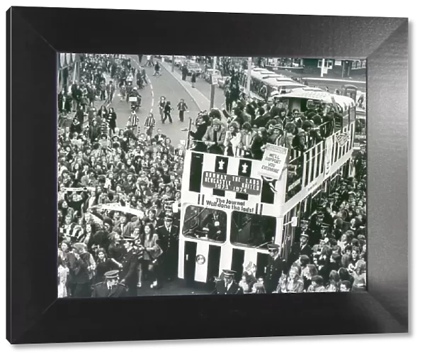 F. A. Cup Final 1974. Newcastle United vs Liverpool. Homecoming celebrations after