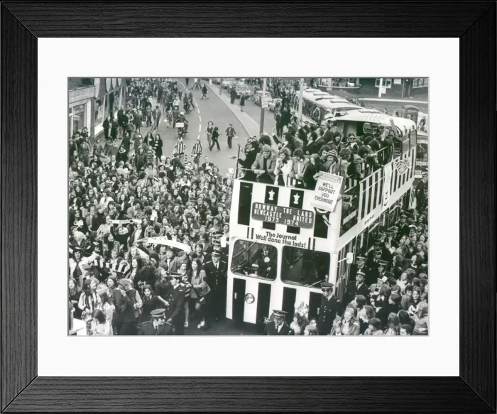 Framed Print : F. A. Cup Final 1974. Newcastle United vs Liverpool. Homecoming celebrations after Framed Print : F. A. Cup Final 1974. Newcastle United vs Liverpool. Homecoming celebrations after