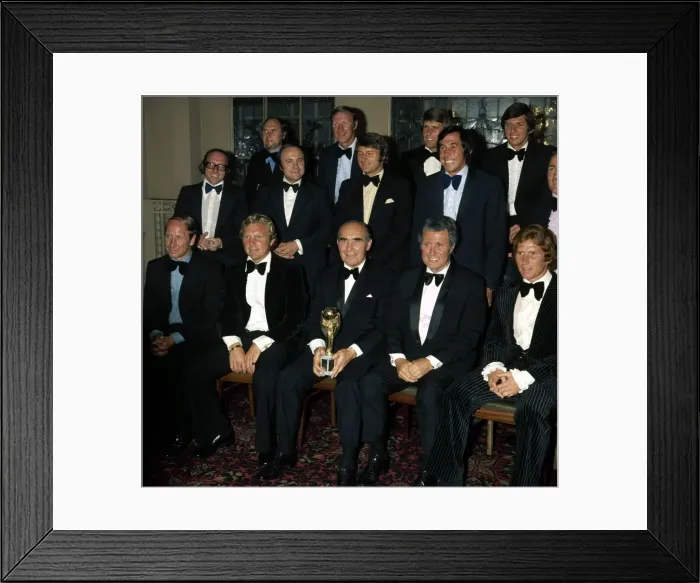 Framed Print : Sir Alf Ramsey is re-united with his World Cup winning team for his testimonial dinner Framed Print : Sir Alf Ramsey is re-united with his World Cup winning team for his testimonial dinner