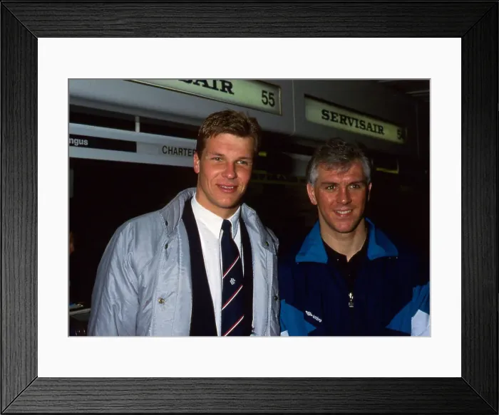 Framed Print : Graham Roberts & Chris Woods at airport March 1988 Framed Print : Graham Roberts & Chris Woods at airport March 1988