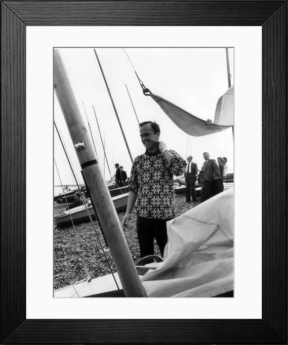 Framed Print : Mr John Cobbold chairman of Ipswich FC on the beach at Felixstowe. September 1964