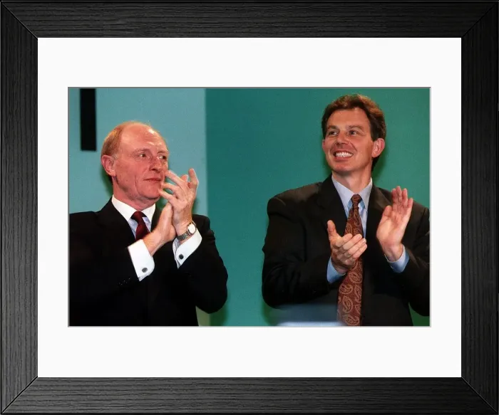 Framed Print : Tony Blair with Neil Kinnock clapping together Framed Print : Tony Blair with Neil Kinnock clapping together