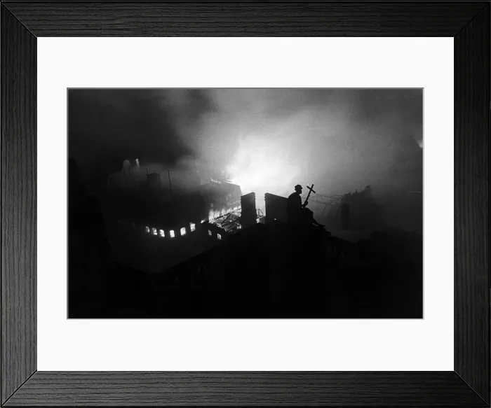 Framed Print : The view from the dome of St Pauls Cathedral on the night of the 29th December during a Framed Print : The view from the dome of St Pauls Cathedral on the night of the 29th December during a