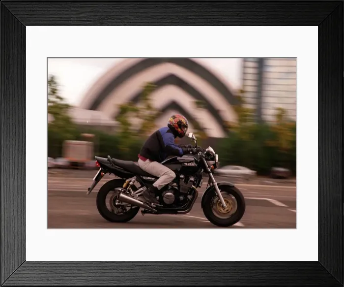 Framed Print : Trevor Walls rides a Yamaha XJR 1200 motorbike October 1998 Framed Print : Trevor Walls rides a Yamaha XJR 1200 motorbike October 1998