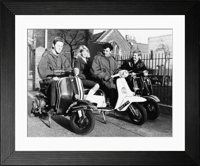 Framed Print : Teenagers following Mod fashion on scooters Framed Print : Teenagers following Mod fashion on scooters