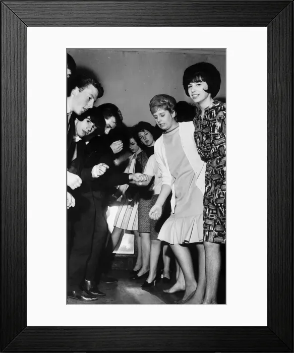 Framed Print : Scotlands first Beatles fan club teenagers dancing to music, girls bouffant hair styles