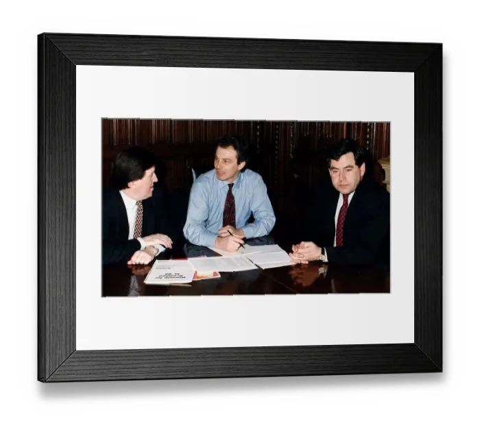 Framed Print : Tony Blair Labour party leader round table with George Robertson and Gordon Brown MPs Framed Print : Tony Blair Labour party leader round table with George Robertson and Gordon Brown MPs