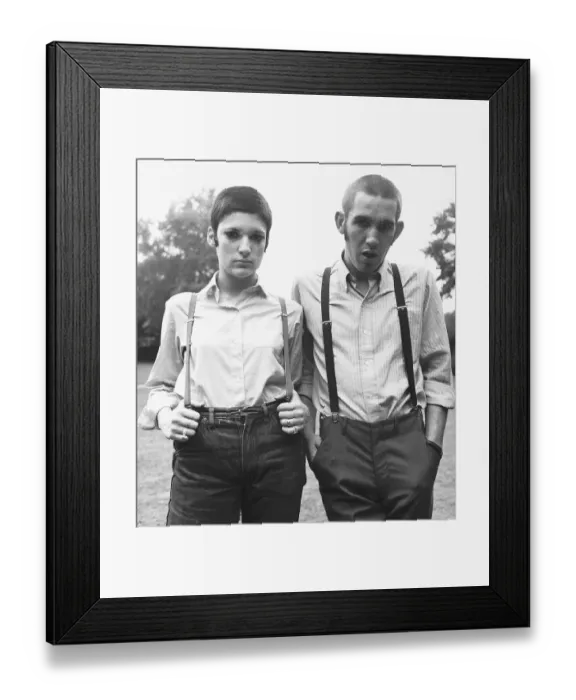 Framed Print : Teenager skinheads with braces fashion Framed Print : Teenager skinheads with braces fashion