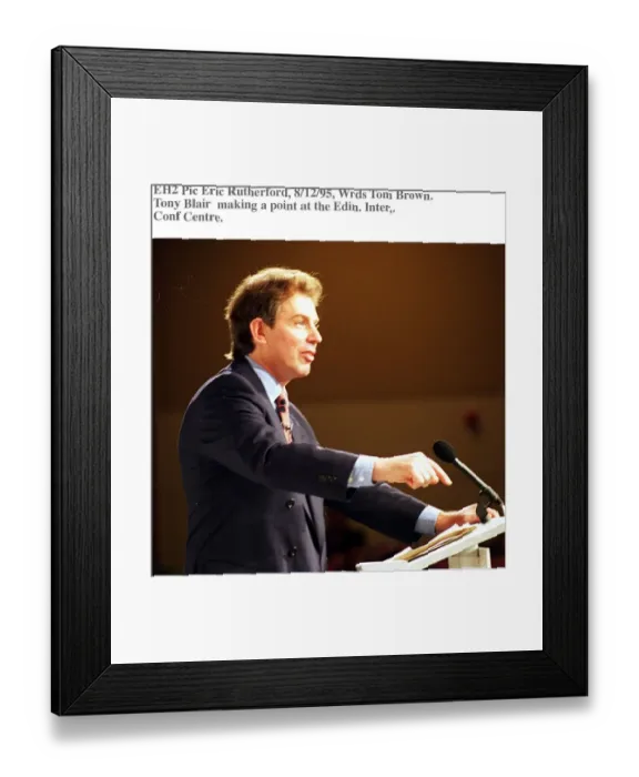 Framed Print : Tony Blair Labour Party leader making a point addressing the CBI in Edinburgh