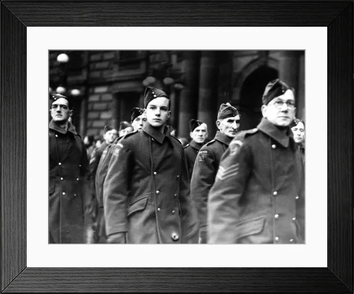 Framed Print : World War Two - Home Guard stand down parade in Glasgow December 1944