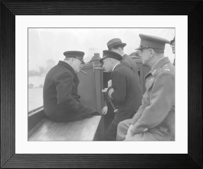Framed Print : Winston Churchill seen here in deep conversation with Admiral Ramsay on their way to Framed Print : Winston Churchill seen here in deep conversation with Admiral Ramsay on their way to