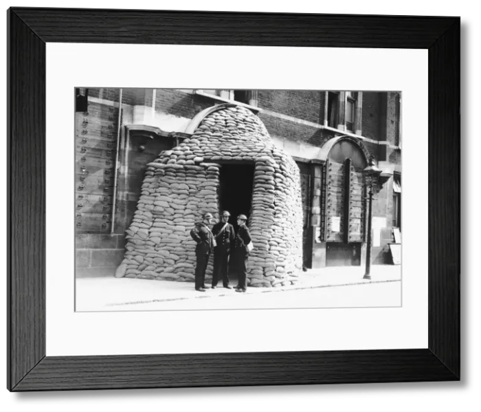 Framed Print : Sandbags Buildings in preparation for bombings at the beginning of the WW2 II Framed Print : Sandbags Buildings in preparation for bombings at the beginning of the WW2 II