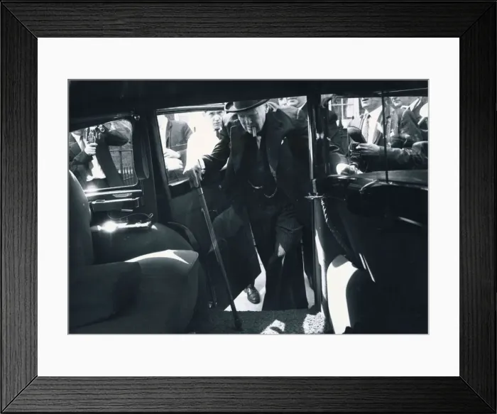 Framed Print : Winston Churchill former British Prime Minister July 1964 getting into the back of Framed Print : Winston Churchill former British Prime Minister July 1964 getting into the back of