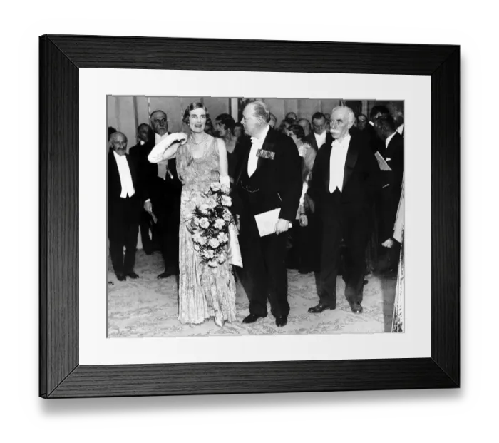 Framed Print : Winston Churchill with Mr and Mrs Denvir at a function 1931 Framed Print : Winston Churchill with Mr and Mrs Denvir at a function 1931