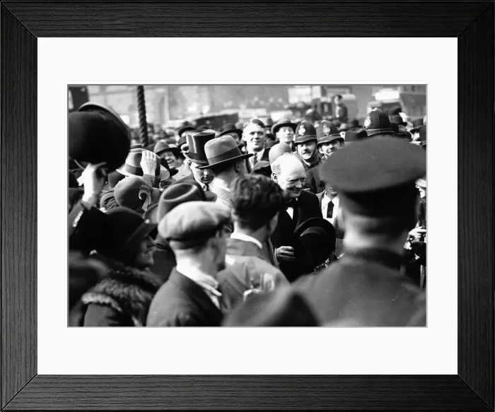 Framed Print : Winston Churchill MP Chancellor of the Exchequer makes his way to the House of Commons to