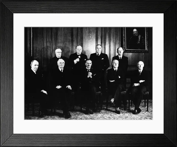 Framed Print : Neville Chamberlain Pre-War Prime Minister of Britain with his War Cabinet Sir Kingsley