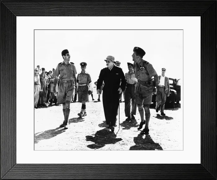 Framed Print : British Prime Minister Winston Churchill with General Sir Alan Cunningham inspecting an Framed Print : British Prime Minister Winston Churchill with General Sir Alan Cunningham inspecting an