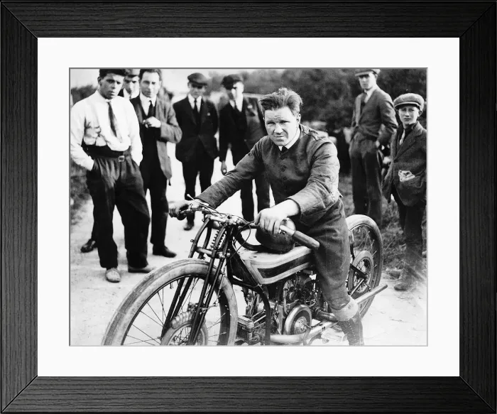 Framed Print : F W Dixon winner of the solo motion cycle climb DBase circa 1920s