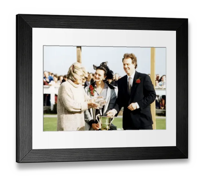 Framed Print : Tony Blair Labour Leader with wife Cherie during the prize giving ceremony at the Daily