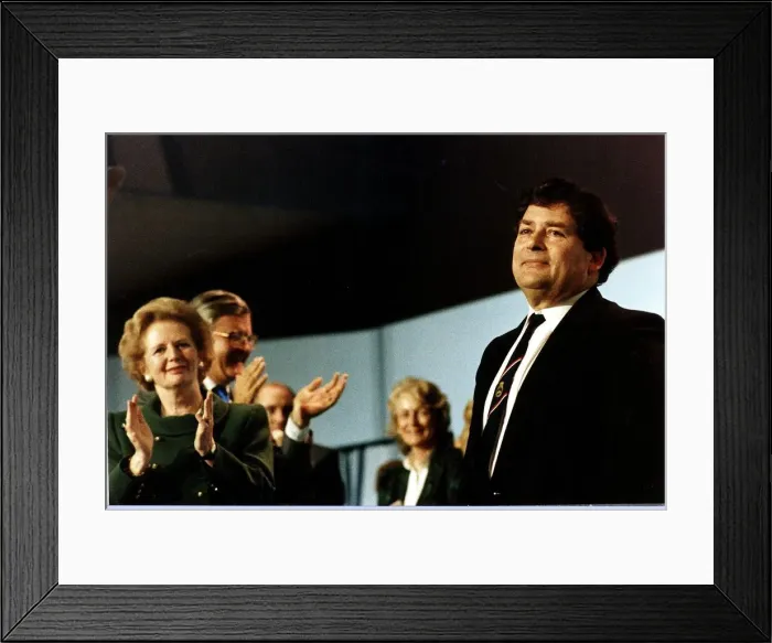 Framed Print : Nigel Lawson receiving standing ovation at Blackpool Conservative Conference on stage Framed Print : Nigel Lawson receiving standing ovation at Blackpool Conservative Conference on stage