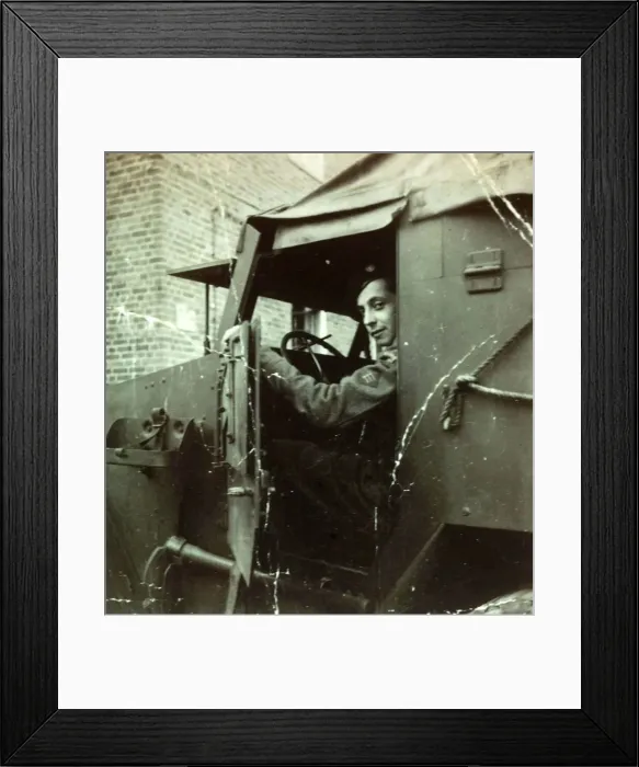 Framed Print : D Day Veteran Peter Taylor at the wheel of his ambulance. World War Two Framed Print : D Day Veteran Peter Taylor at the wheel of his ambulance. World War Two