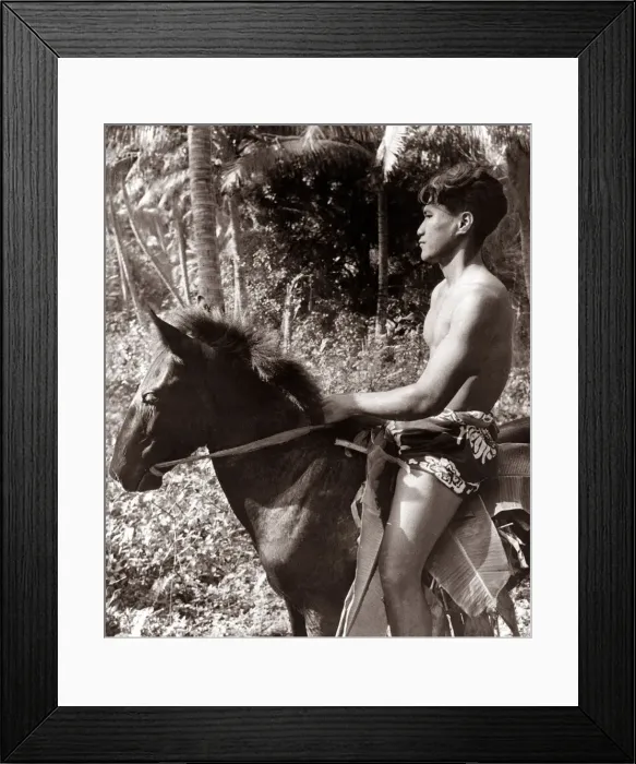 Framed Print : Without boots and breeches on a saddle of banana leaves Framed Print : Without boots and breeches on a saddle of banana leaves