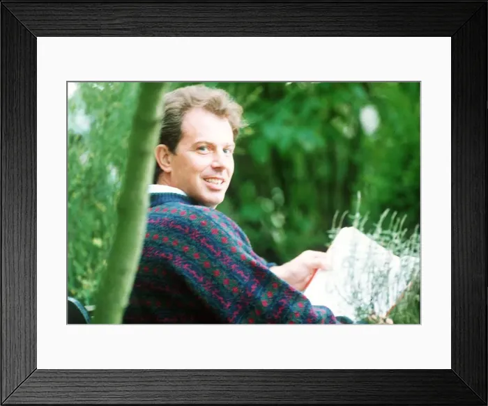 Framed Print : Tony Blair MP relaxes at home 1992