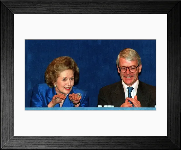 Framed Print : John Major MP and Baroness Margaret Thatcher on the podium at the Conservative Party Framed Print : John Major MP and Baroness Margaret Thatcher on the podium at the Conservative Party