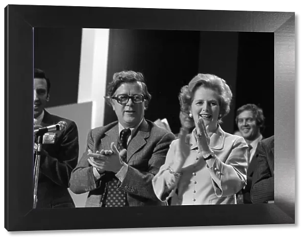 Margaret Thatcher, October 1977, and Sir Geoffrey Howe at the Conservative Party