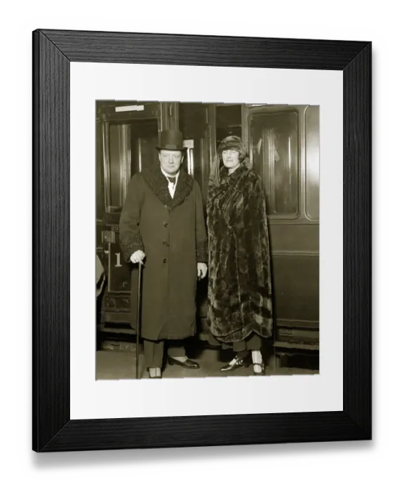 Framed Print : Winston Churchill British Prime Minister with wife Clementine Churchill about to board a
