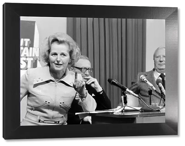 Margaret Thatcher, October 1974, election press conference with Edward Heath