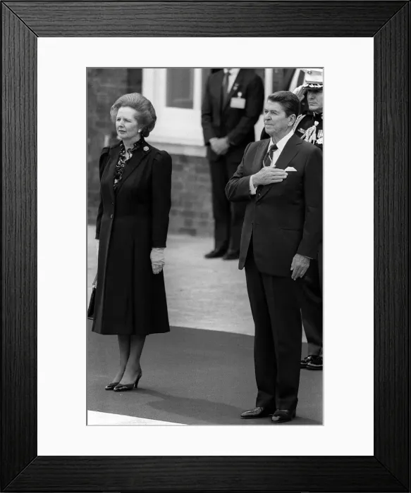 Framed Print : Margaret Thatcher and Ronald Reagan US President - 1984 during his visit to Britain Framed Print : Margaret Thatcher and Ronald Reagan US President - 1984 during his visit to Britain