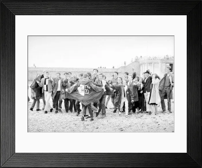 Framed Print : mods and rockers on the beach, circa 1976 Framed Print : mods and rockers on the beach, circa 1976