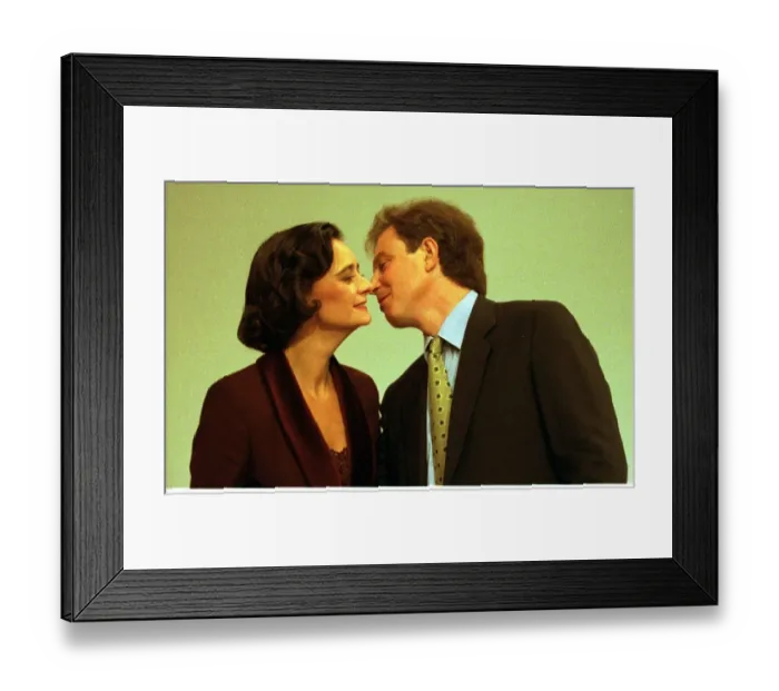 Framed Print : Tony Blair Labour leader MP kisses his wife Cherie after making his speech at the Labour