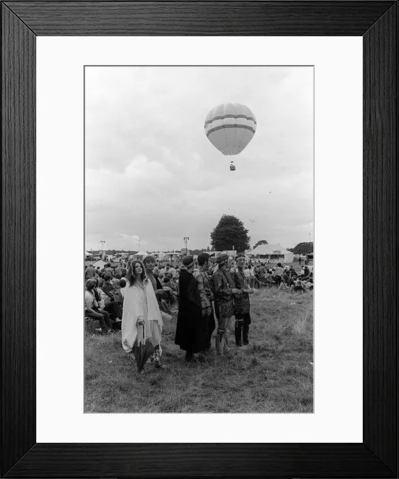 Framed Print : Love in a Woburn Abbey August 1967 Hippies watch flowers dropping from the hot-air