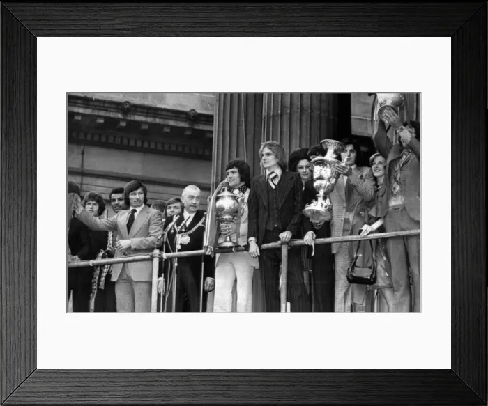 Framed Print : Liverpool FC players including Kevin Keegan and Phil Thompson celebrate after Framed Print : Liverpool FC players including Kevin Keegan and Phil Thompson celebrate after
