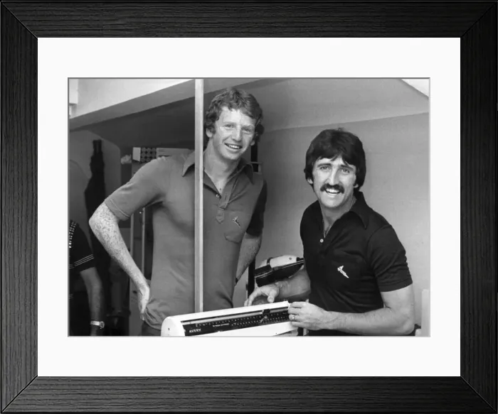 Framed Print : Liverpool FC player David Fairclough is weighed by David Johnson during his medical Framed Print : Liverpool FC player David Fairclough is weighed by David Johnson during his medical