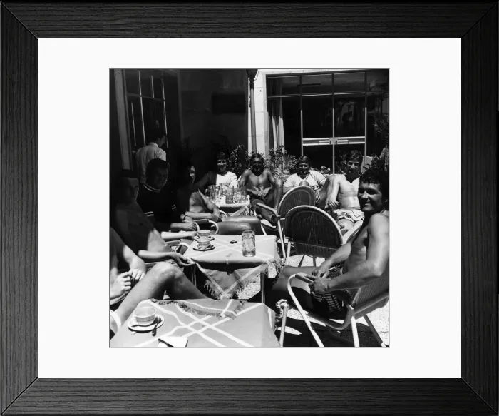 Framed Print : Liverpool Team in Majorca. Time off under the sun for the Liverpool team at a hotel Framed Print : Liverpool Team in Majorca. Time off under the sun for the Liverpool team at a hotel