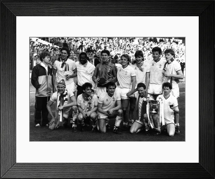 Framed Print : Chelsea with the Full Members Cup ay Wembley 1986