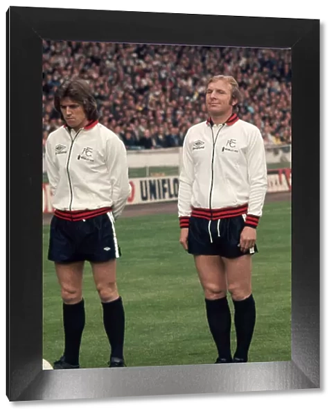 FA Cup Final West Ham v Fulham May 1975 John Mitchell Bobby Moore lines up with his