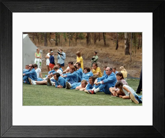 Framed Print : England team training led by manager Sir Alf Ramsey during the World Cup tournamrnt in