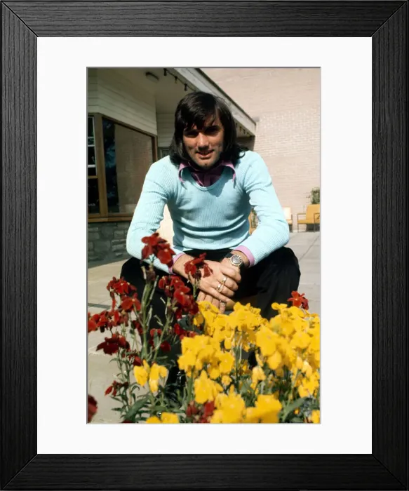 Framed Print : Manchester United and Northern Ireland footballer George Best outside the team hotel in Framed Print : Manchester United and Northern Ireland footballer George Best outside the team hotel in