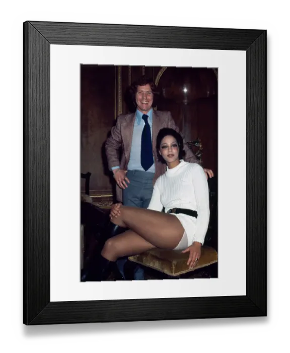 Framed Print : Arsenal footballer Alan Ball with actress Pauline Peart during a team visit to Pinewood