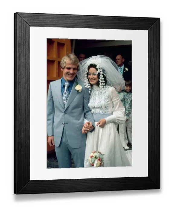 Framed Print : Leeds United footballer Terry Yorath pictured with his new bride Christine Kay shortly Framed Print : Leeds United footballer Terry Yorath pictured with his new bride Christine Kay shortly