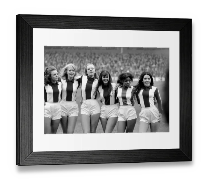 Framed Print : West Bromwich Albion vs. Liverpool. Albions Go-Go girls wearing the junior team Framed Print : West Bromwich Albion vs. Liverpool. Albions Go-Go girls wearing the junior team