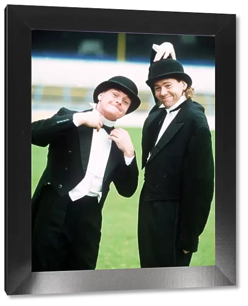 Paul Gascoigne footballer with Chris Waddle as Laurel and Hardy Circa May 1990