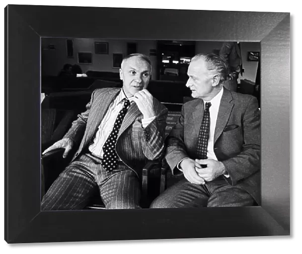 Liverpool manager Bill Shankly talking with former player Tom Finney. Circa 1970